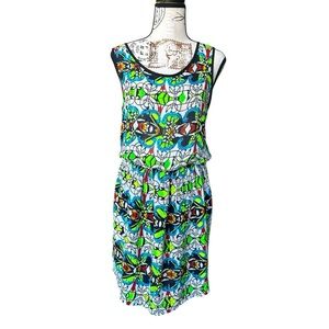 5/$25 Color Block bold colored pattern mini sundress size small